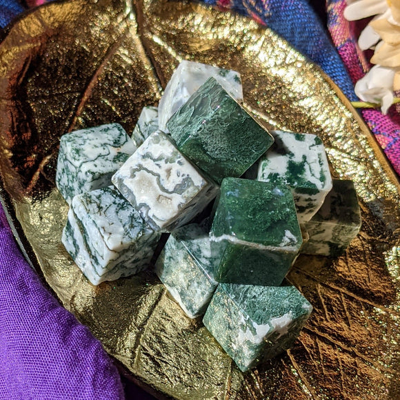 Moss Agate Cube | Small