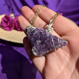 Amethyst Cluster | Silver on Brushed Gold (20" Chain)