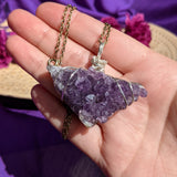 Amethyst Cluster | Silver on Brushed Gold (20" Chain)