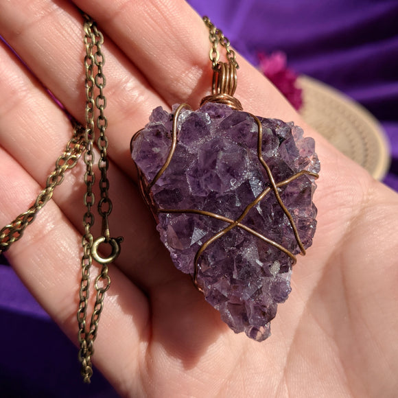 Amethyst Cluster | Raw Copper on Brushed Gold (20