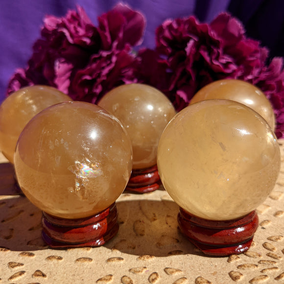 Honey Calcite Sphere | Small High Grade